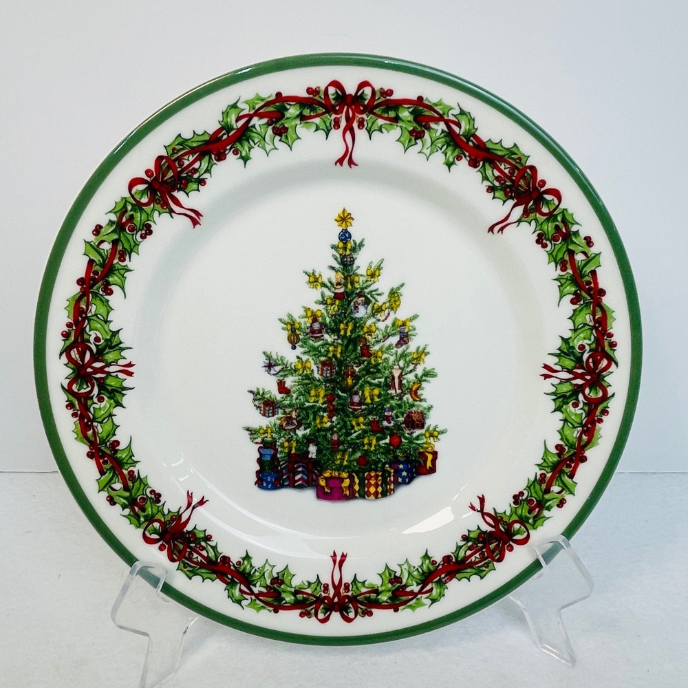 Christopher Radko Traditions Holiday Celebrations Christmas Tree Plate White 8"